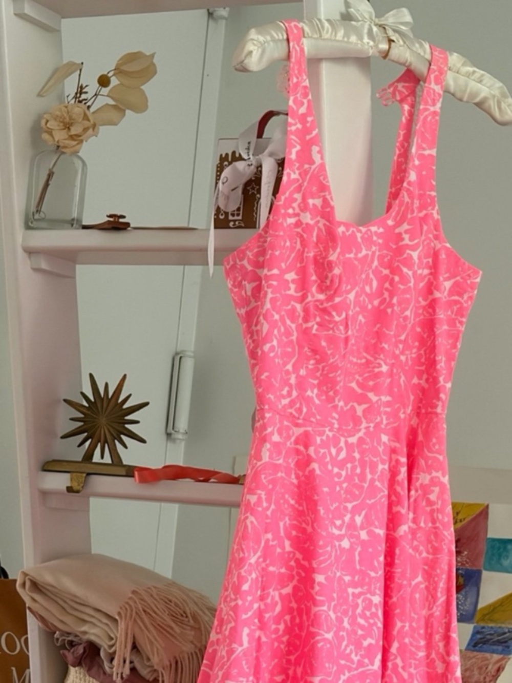 NEW Lilly Pulitzer Flared Swing Dress Size 4 Pink Floral Print With Lace Trim - Picture 2 of 12